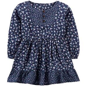 Carter’s Kid long sleeve floral ruffled hem poplin dress, size 5